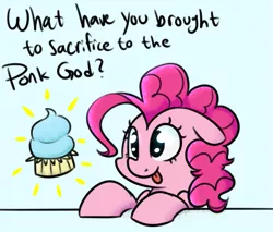 Size: 709x604 | Tagged: safe, artist:notenoughapples, derpibooru import, pinkie pie, :p, bust, cupcake, cute, diapinkes, floppy ears, ponk, portrait, silly, solo, tongue out