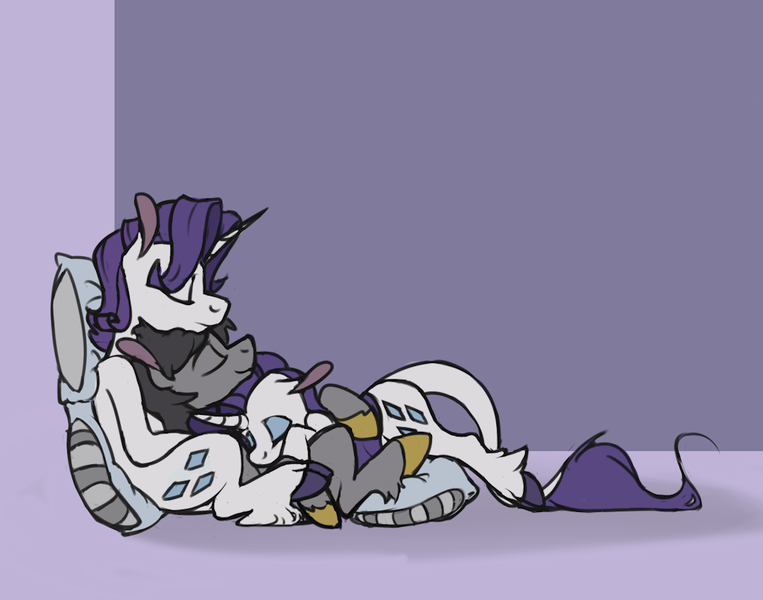 Size: 1030x810 | Tagged: safe, artist:enma-darei, derpibooru import, rarity, oc, oc:mortimer hooves, classical unicorn, pegasus, pony, unicorn, bisexual, canon x oc, cloven hooves, cuddling, elusive, female, gay, leonine tail, male, mare, polyamory, pony pile, rule 63, shipping, sleeping, snuggling, stallion, straight, unshorn fetlocks