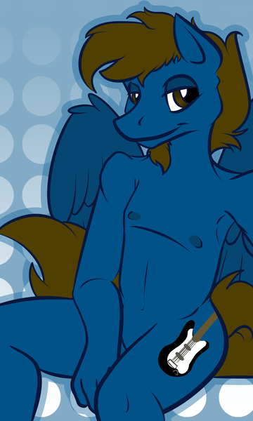 Size: 3000x5000 | Tagged: suggestive, artist:irishthorns, derpibooru import, oc, oc:dannybrony, unofficial characters only, anthro, pegasus, absurd resolution, anthro oc, armpits, bare chest, beard, cutie mark, male, nipples, nudity, pinup, solo, solo male, strategically covered