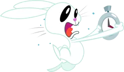 Size: 7000x4094 | Tagged: absurd resolution, angel bunny, artist:uxyd, derpibooru import, safe, simple background, solo, transparent background, vector, watch, white rabbit