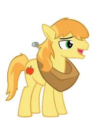 Size: 4000x4521 | Tagged: safe, artist:sofunnyguy, derpibooru import, braeburn, pony, horse collar, missing accessory, simple background, smiling, solo, transparent background