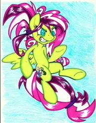 Size: 790x1011 | Tagged: safe, artist:stazik, derpibooru import, oc, oc:dayglow glisten, unofficial characters only, pegasus, pony, female, traditional art