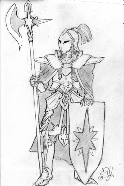 Size: 999x1500 | Tagged: armor, artist:dj-black-n-white, cape, clothes, derpibooru import, fantasy class, halberd, helmet, human, knight, monochrome, plate armor, polearm, safe, shield, solo, traditional art, twilight's royal guard, warrior