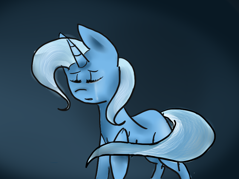 Size: 800x600 | Tagged: safe, artist:luckystorm1, derpibooru import, trixie, pony, unicorn, crying, female, mare, sad, solo