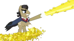 Size: 10000x5600 | Tagged: safe, artist:mpnoir, derpibooru import, filthy rich, earth pony, pony, do princesses dream of magic sheep, absurd resolution, bits, cape, clothes, male, money, money shot, simple background, solo, stallion, super rich, transparent background, vector