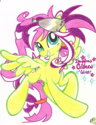 Size: 783x1021 | Tagged: safe, artist:stazik, derpibooru import, oc, oc:dayglow glisten, unofficial characters only, pegasus, pony, heart eyes, solo, traditional art, wingding eyes