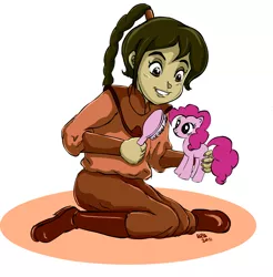 Size: 1064x1080 | Tagged: artist:badprogrammerart, avatar the last airbender, brush, derpibooru import, human, pinkie pie, safe, solo, toy, ty lee