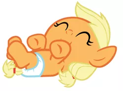 Size: 3400x2500 | Tagged: safe, artist:beavernator, derpibooru import, applejack, pony, baby, baby pony, babyjack, diaper, filly, foal, solo