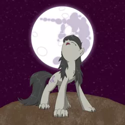 Size: 1500x1500 | Tagged: safe, artist:fonypan, derpibooru import, octavia melody, hengstwolf, werewolf, wolf, howling, mare in the moon, marewolf, moon, solo