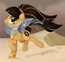 Size: 1052x1000 | Tagged: ankh, artist:va1ly, cute, derpibooru import, desert, egyptian, egyptian pony, oc, oc:cleotrotra, patreon, safe, solo, unofficial characters only