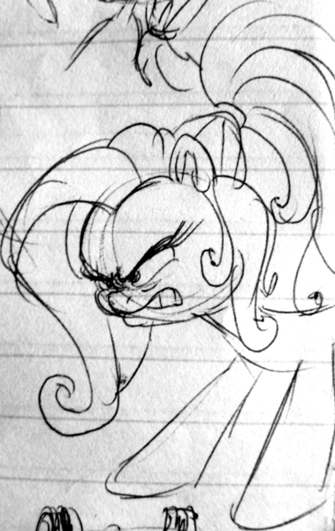 Size: 1815x2877 | Tagged: angry, artist:colossalstinker, derpibooru import, g3.5, lined paper, monochrome, rainbow dash, safe, solo, traditional art