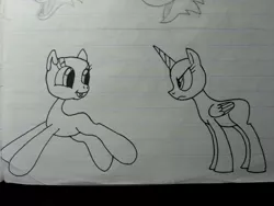 Size: 2828x2121 | Tagged: safe, artist:colossalstinker, derpibooru import, oc, alicorn, pony, alicorn oc, base, g3.5, irl, lined paper, photo, traditional art