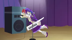 Size: 1280x714 | Tagged: safe, derpibooru import, screencap, rarity, equestria girls, rainbow rocks, feet, keytar, magnet, microphone, musical instrument, sandals