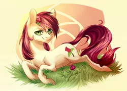 Size: 1781x1284 | Tagged: artist:weird--fish, derpibooru import, looking at you, prone, rose, roseluck, safe, solo