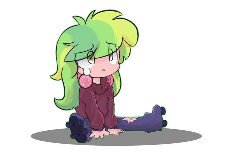 Size: 1312x864 | Tagged: safe, artist:jankrys00, derpibooru import, lemon zest, equestria girls, friendship games, accident, chibi, crying, cute, headphones, roller skates, simple background, solo, transparent background, zestabetes