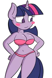 Size: 1999x3000 | Tagged: suggestive, artist:perlast, artist:scobionicle99, derpibooru import, twilight sparkle, anthro, adorasexy, ambiguous facial structure, bikini, blushing, blush sticker, breasts, busty twilight sparkle, clothes, collaboration, cute, female, sexy, simple background, solo, solo female, swimsuit, transparent background