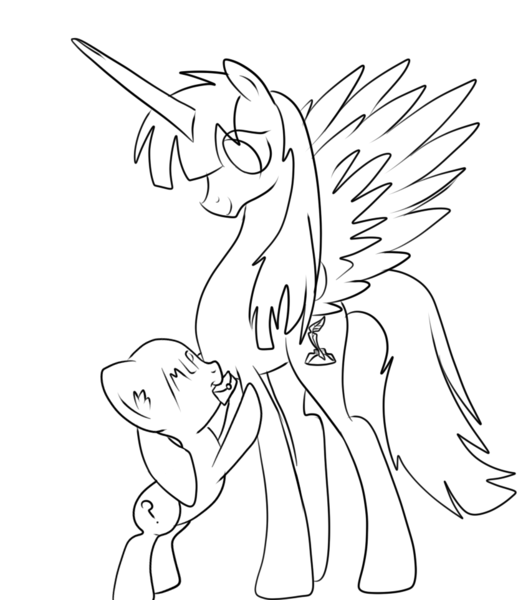 Size: 831x962 | Tagged: anon pony, artist:swampy, derpibooru import, happy birthday lauren faust, lineart, /mlp/, monochrome, oc, oc:fausticorn, safe, unofficial characters only