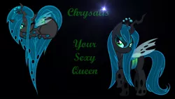 Size: 1920x1080 | Tagged: artist:barrfind, artist:zantyarz, changeling, changeling queen, derpibooru import, edit, heart changeling, heart pony, lens flare, queen chrysalis, raised hoof, safe, sultry pose, vector, wallpaper, wet mane