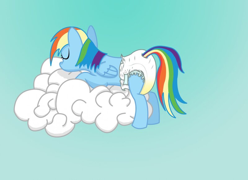 Size: 1280x931 | Tagged: artist:thegreatandpowerfulz, cloud, derpibooru import, diaper, diaper fetish, poofy diaper, questionable, rainbow dash, sleeping, urine, wet diaper