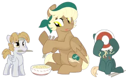 Size: 1400x869 | Tagged: artist:dbkit, bowl, chopsticks, derpibooru import, eating, oc, oc:hightide, oc:ollie airwalk, oc:sandy shell, offspring, parent:derpy hooves, parent:dumbbell, parent:hoops, parent:rainbow dash, parents:ditzyhoops, parents:dumbdash, ramen, safe, simple background, transparent background, unofficial characters only