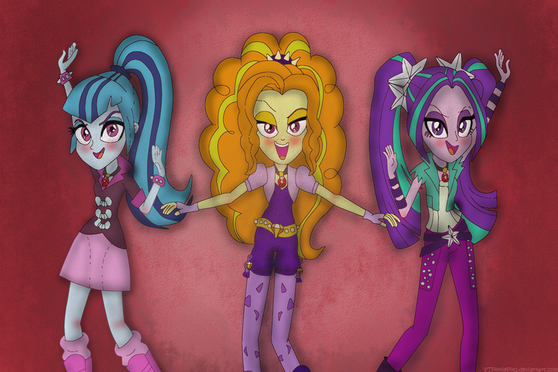 Size: 1920x1280 | Tagged: safe, artist:ytpinkiepie2, derpibooru import, adagio dazzle, aria blaze, sonata dusk, equestria girls, rainbow rocks, blushing, dancing, looking at you, open mouth, singing, smiling, the dazzlings, wallpaper