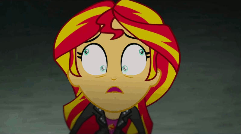 Size: 1105x617 | Tagged: safe, artist:klystron2010, derpibooru import, edit, edited screencap, screencap, sunset shimmer, equestria girls, rainbow rocks, animated, barry allen repeatedly crashes into a sparkling toilet, explicit source, eyes, wat, youtube poop