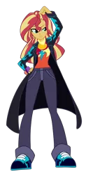 Size: 1779x3604 | Tagged: safe, artist:sakuyamon, derpibooru import, sunset shimmer, equestria girls, alternate costumes, clothes, longcoat, redesign, solo