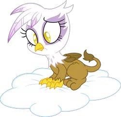 Size: 3100x3000 | Tagged: safe, artist:amberlight21, artist:dfectivedvice, derpibooru import, gilda, gryphon, chickub, cloud, cute, sad, simple background, solo, transparent background, younger