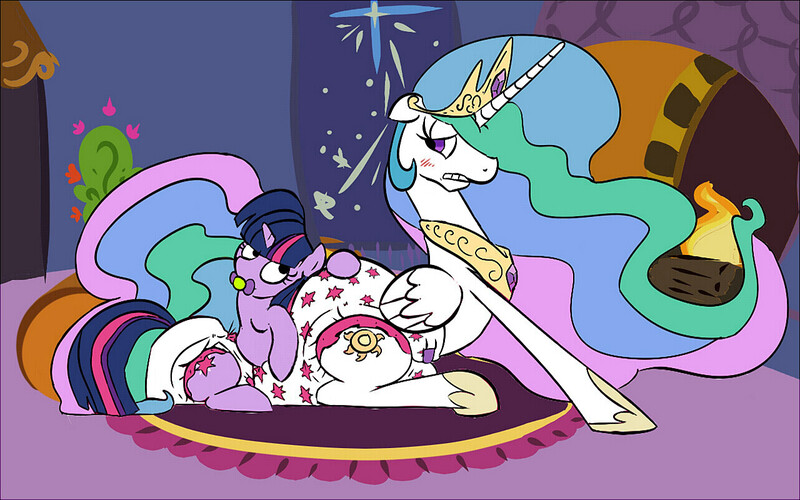 Size: 1280x800 | Tagged: artist:kogoreus, derpibooru import, diaper, diaper fetish, pacifier, poofy diaper, princess celestia, questionable, twilight sparkle