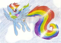 Size: 1766x1251 | Tagged: safe, artist:estherenn, derpibooru import, rainbow dash, solo, traditional art