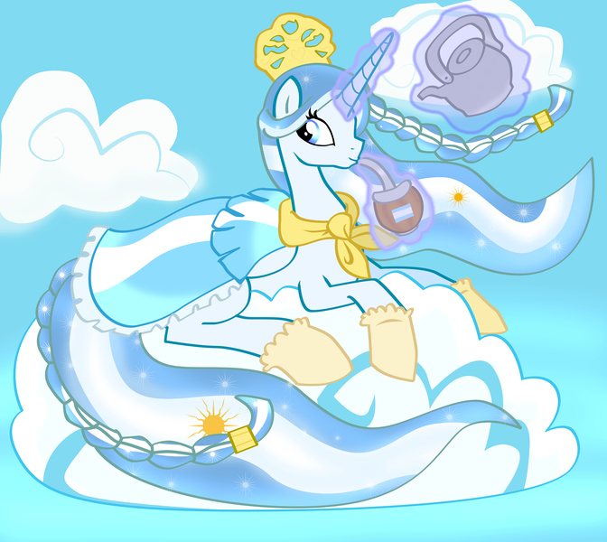 Size: 10039x8963 | Tagged: safe, artist:pridark, derpibooru import, oc, oc:princess argenta, ponified, alicorn, pony, absurd resolution, alicorn oc, argentina, cloud, mate, nation ponies, teapot