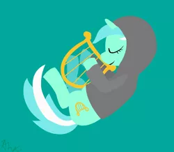 Size: 1736x1516 | Tagged: artist:fapalot, clothes, derpibooru import, eyes closed, fanfic:background pony, hoodie, lyra heartstrings, lyre, minimalist, safe, smiling, solo, vector