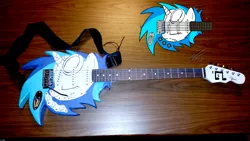 Size: 5312x2988 | Tagged: safe, artist:hazardmarine, derpibooru import, vinyl scratch, electric guitar, guitar, irl, photo