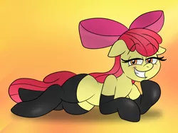 Size: 2000x1500 | Tagged: apple bloom, artist:scobionicle99, bedroom eyes, boots, derpibooru import, female, fireproof boots, latex, solo, solo female, suggestive, sultry pose