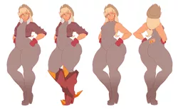 Size: 2625x1614 | Tagged: applebucking thighs, applejack, artist:sundown, ass, boots, clothes, crossover, crystal, derpibooru import, freckles, gem, gemsona, human, humanized, impossibly large thighs, jacket, large butt, pony coloring, safe, solo, steven universe, the ass was fat, weapon