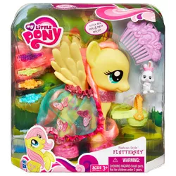 Size: 500x500 | Tagged: brushable, clothes, comb, derpibooru import, dress, fashion style, fluttershy, irl, official, photo, rabbit, safe, solo, toy