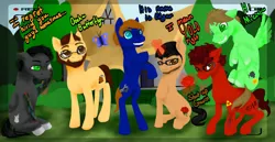 Size: 1024x528 | Tagged: safe, artist:lightningarora, derpibooru import, oc, unofficial characters only, ask mlp achievement hunter crew, achievement hunter, ask, camcorder, gavin free, geoff ramsey, jack pattillo, lp, male, michael jones, ray narvaez jr, recording, rooster teeth, ryan haywood, tumblr, video game