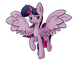 Size: 3724x3028 | Tagged: safe, artist:whazzam95, derpibooru import, twilight sparkle, twilight sparkle (alicorn), alicorn, pony, female, high res, mare, simple background, smug, smuglight sparkle, solo, spread wings, transparent background, wings