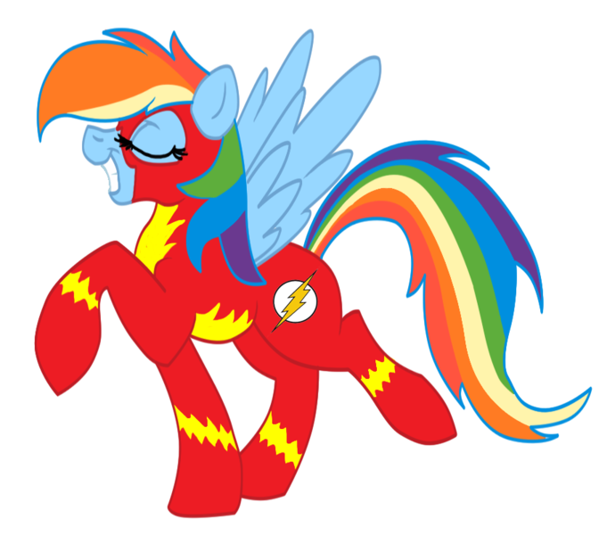 Size: 910x802 | Tagged: artist:cluttercluster, clothes, costume, derpibooru import, eyes closed, rainbow dash, safe, solo, the flash