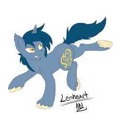 Size: 2093x2116 | Tagged: safe, artist:x6tr2ni, derpibooru import, oc, oc:leoheart, unofficial characters only, bat pony, bat pony unicorn, pony, unicorn, wingless bat pony, gritted teeth, male, running, signature, simple background, solo, stallion, transparent background, unshorn fetlocks