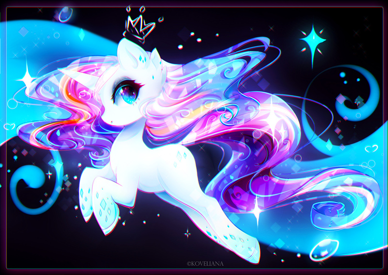 Size: 2157x1530 | Tagged: artist:koveliana, chromatic aberration, color porn, derpibooru import, rainbow power, rarity, safe, solo