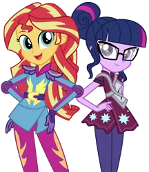 Size: 4323x5000 | Tagged: safe, artist:pinkiespartygirl, derpibooru import, sci-twi, sunset shimmer, twilight sparkle, equestria girls, friendship games, absurd resolution, female, lesbian, looking at you, scitwishimmer, shipping, simple background, sunsetsparkle, transparent background, vector