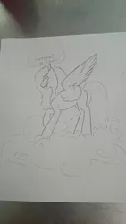 Size: 720x1280 | Tagged: safe, artist:wlemin, derpibooru import, oc, unofficial characters only, pegasus, pony, cloud, photo, sketch, traditional art