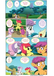 Size: 1600x2261 | Tagged: safe, artist:jeremy3, derpibooru import, apple bloom, scootaloo, sweetie belle, pony, comic:everfree, comic, cutie mark crusaders, everfree forest, letter, scared