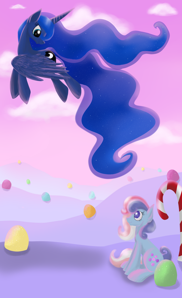 Size: 1100x1800 | Tagged: artist:tinyfeather, derpibooru import, dream walker luna, g1, g1 to g4, generation leap, princess luna, safe, sweet stuff