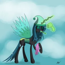 Size: 2000x2000 | Tagged: artist:soveno, bathroom, derpibooru import, magic, queen chrysalis, safe, solo, young