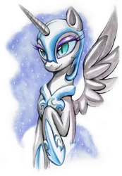 Size: 900x1301 | Tagged: safe, artist:ailish, derpibooru import, nightmare moon, alicorn, pony, cute, moonabetes, nicemare moon, simple background, smiling, solo, traditional art, transparent background