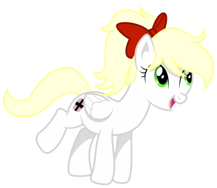 Size: 2308x2000 | Tagged: safe, artist:vectorfag, derpibooru import, oc, oc:kyrie, unofficial characters only, pegasus, pony, aryan, aryan pony, balkenkreuz, blonde, bow, cute, female, hair bow, heart, legs in air, luftwaffe, nazipone, ponytail, simple background, smiling, solo, trace, transparent background, vector