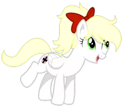 Size: 2308x2000 | Tagged: safe, artist:vectorfag, derpibooru import, oc, oc:kyrie, unofficial characters only, pegasus, pony, aryan, aryan pony, balkenkreuz, blonde, bow, cute, female, hair bow, heart, legs in air, luftwaffe, nazipone, ponytail, simple background, smiling, solo, trace, transparent background, vector