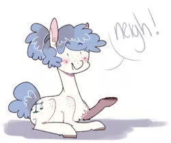 Size: 500x415 | Tagged: safe, artist:tokiball12345, derpibooru import, oc, oc:caballus, unofficial characters only, earth pony, pony, blushing, butt freckles, chest fluff, cute, flankles, fluffy, freckles, hoovesandjustice, looking at you, neigh, no, open mouth, prone, shoulder freckles, shrug, simple background, smiling, solo, tumblr, underhoof, white background